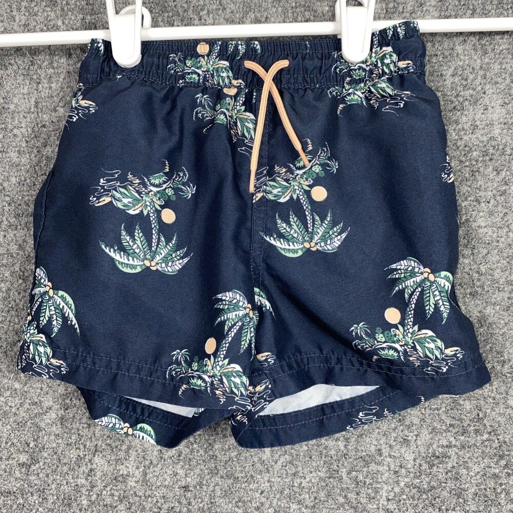 Janie and Jack Swim trunks Baby 18 24 Months Palm Tree Blue hawiian Beach